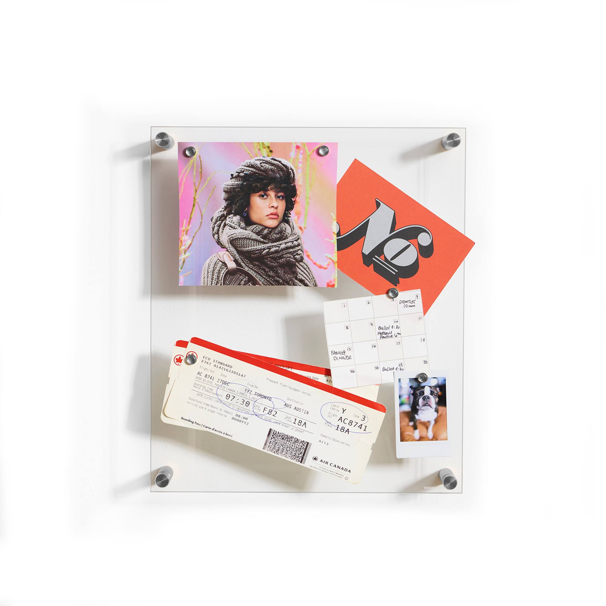 Wexel Art Easy Change Memo Board + Magnets with Silver Hardware
